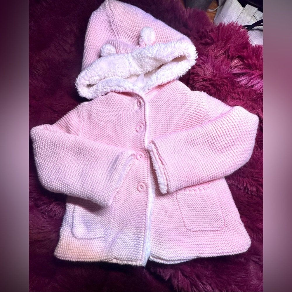Carter's Pink Hooded Jacket with White Trim